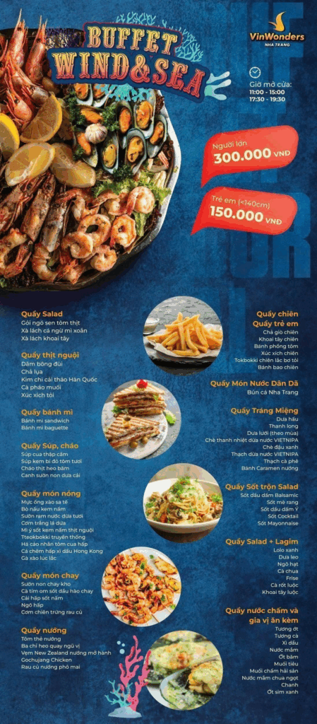 Menu tại Nhà hàng Wind & Sea - Vinpearl Harbour Nha Trang